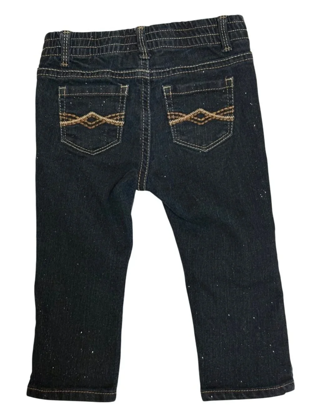 Jordache Baby Girl Skinny Denim Glitter Jeans 18M Stretch Elastic Waist